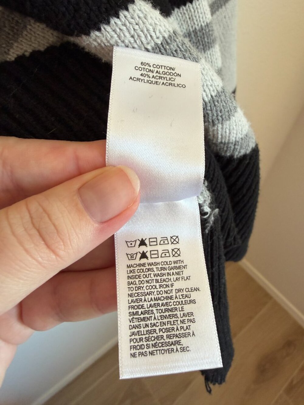 Lucky Brand Grey and Black Boxy Striped Sweater XXL - Picture 5 of 6